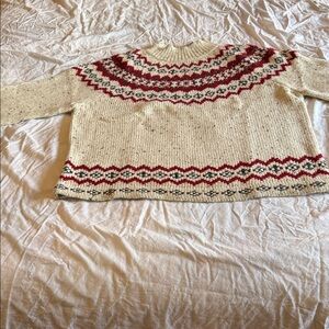 Croft & Barrow Cream and Red Turtleneck Sweater